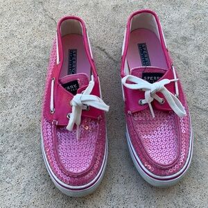 💚Sperry Top-Sider Bahama Pink Sequin Boat Shoe Sz 7